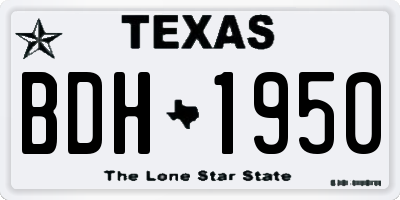 TX license plate BDH1950