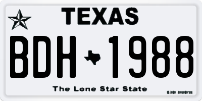 TX license plate BDH1988