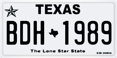 TX license plate BDH1989