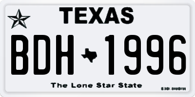 TX license plate BDH1996