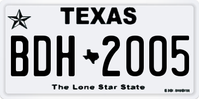 TX license plate BDH2005