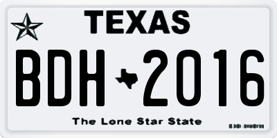 TX license plate BDH2016