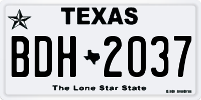 TX license plate BDH2037