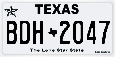 TX license plate BDH2047