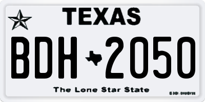 TX license plate BDH2050