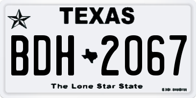 TX license plate BDH2067