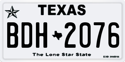 TX license plate BDH2076