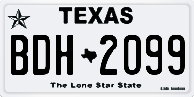 TX license plate BDH2099