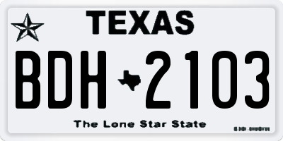 TX license plate BDH2103