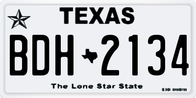 TX license plate BDH2134