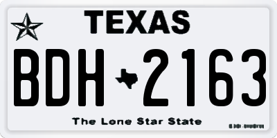 TX license plate BDH2163