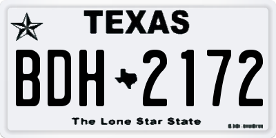 TX license plate BDH2172