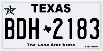 TX license plate BDH2183