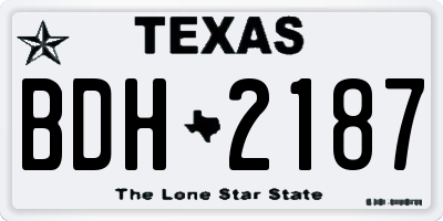TX license plate BDH2187