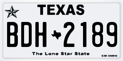 TX license plate BDH2189