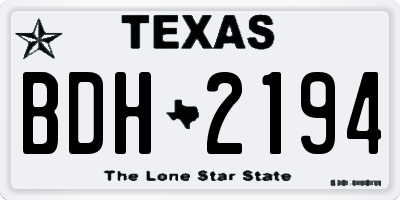 TX license plate BDH2194