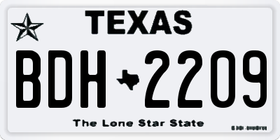 TX license plate BDH2209