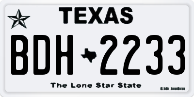 TX license plate BDH2233