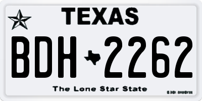 TX license plate BDH2262