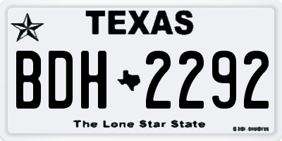 TX license plate BDH2292