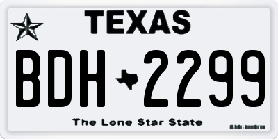 TX license plate BDH2299