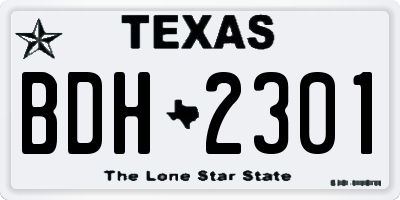 TX license plate BDH2301