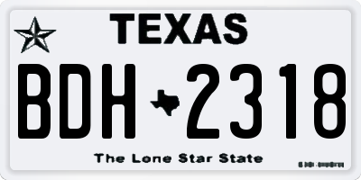 TX license plate BDH2318