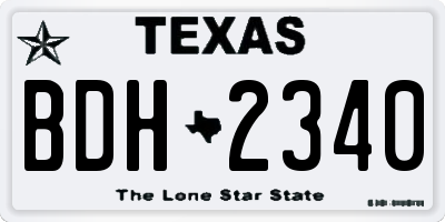 TX license plate BDH2340