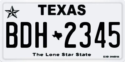 TX license plate BDH2345