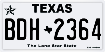TX license plate BDH2364