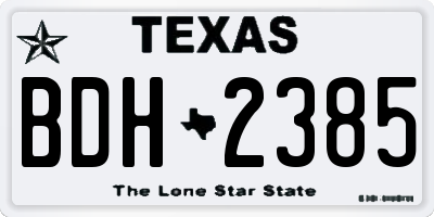 TX license plate BDH2385