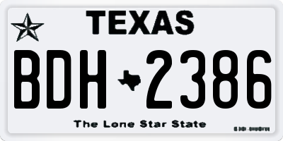 TX license plate BDH2386