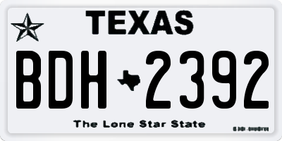 TX license plate BDH2392
