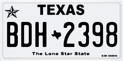 TX license plate BDH2398