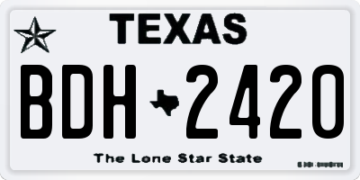 TX license plate BDH2420