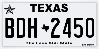 TX license plate BDH2450