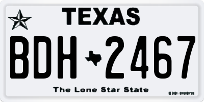 TX license plate BDH2467