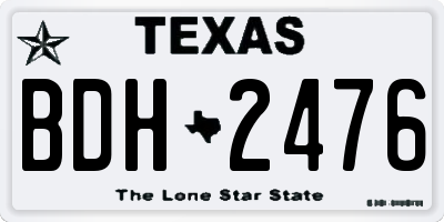 TX license plate BDH2476