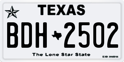 TX license plate BDH2502