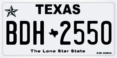 TX license plate BDH2550