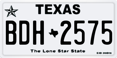 TX license plate BDH2575