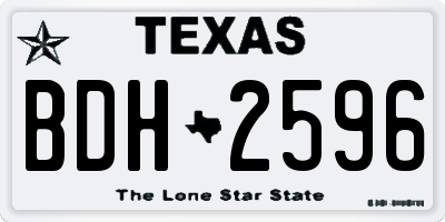 TX license plate BDH2596