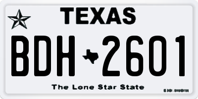 TX license plate BDH2601