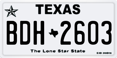TX license plate BDH2603