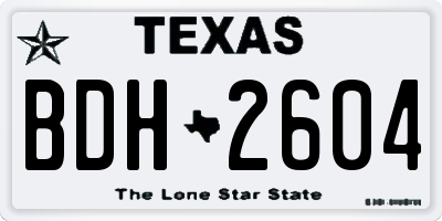 TX license plate BDH2604