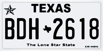 TX license plate BDH2618