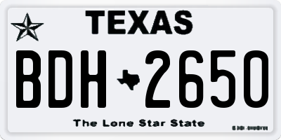 TX license plate BDH2650