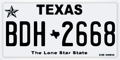 TX license plate BDH2668