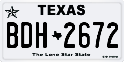 TX license plate BDH2672