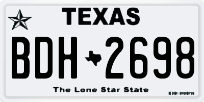 TX license plate BDH2698